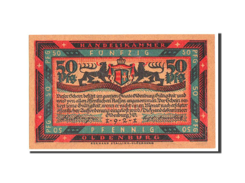 Banknote, Germany, Oldenburg, 50 Pfennig, 1921, UNC(63), Mehl:1017.1b
