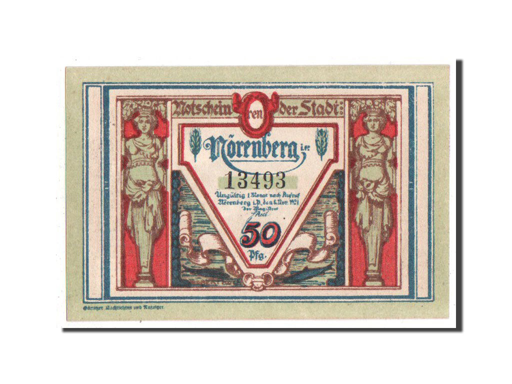 Billet, Allemagne, Norenberg Stadt, 50 Pfennig, 1921, NEUF, Mehl:979.47b