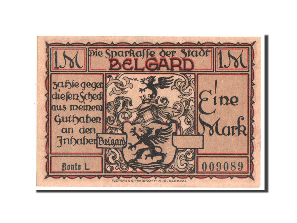 Germany, Belgard a. Persante Stadt, 1 Mark, UNC(63), 009089, Mehl #69.3a