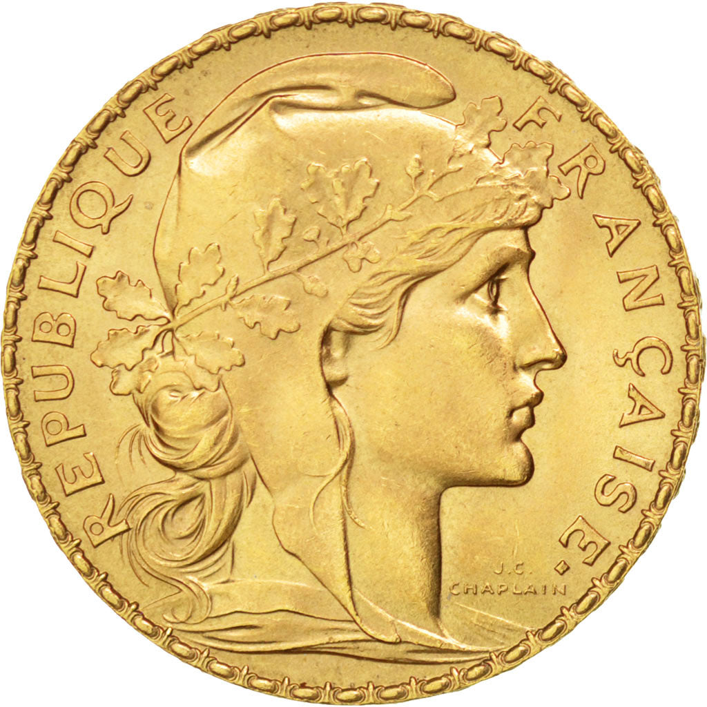 FRANCE, Marianne, 20 Francs, 1914, KM #857, AU(50-53), Gold, Gadoury #1064a,...