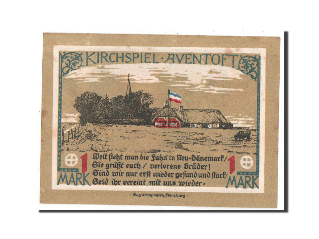 Germania, Aventoft Kirchenvorstand, 1 Mark, 1921, SPL, Mehl:57.1