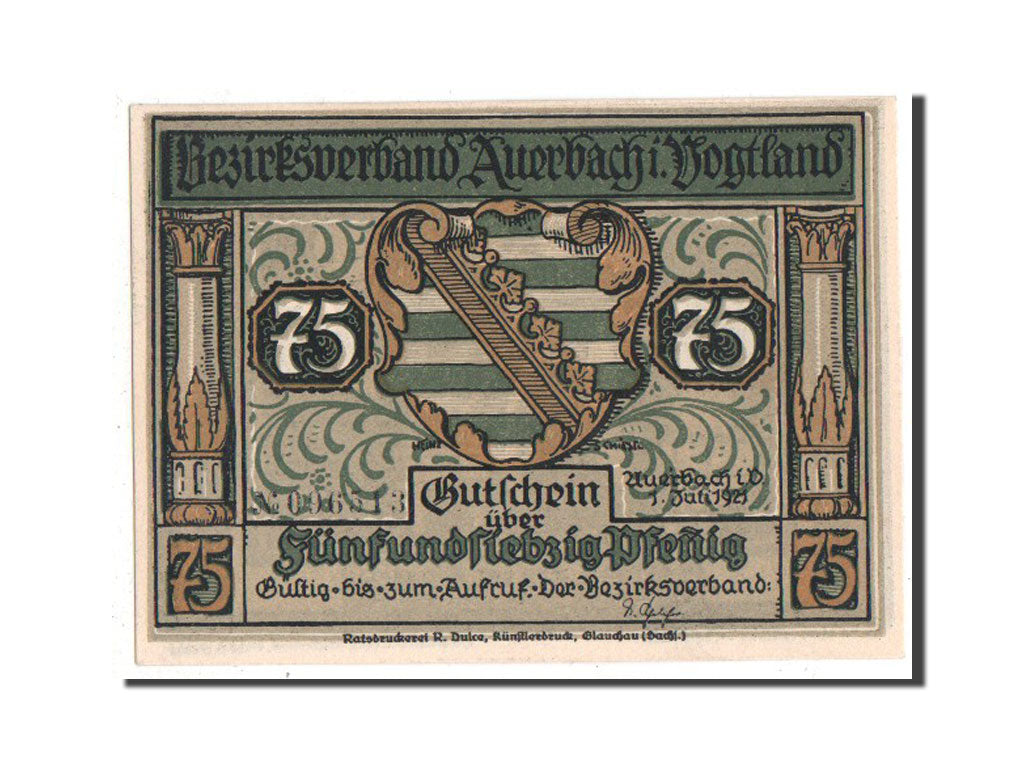 Banknote, Germany, Auerbach Amtshauptmannschaft, 50 Pfennig, 1921, UNC(63)