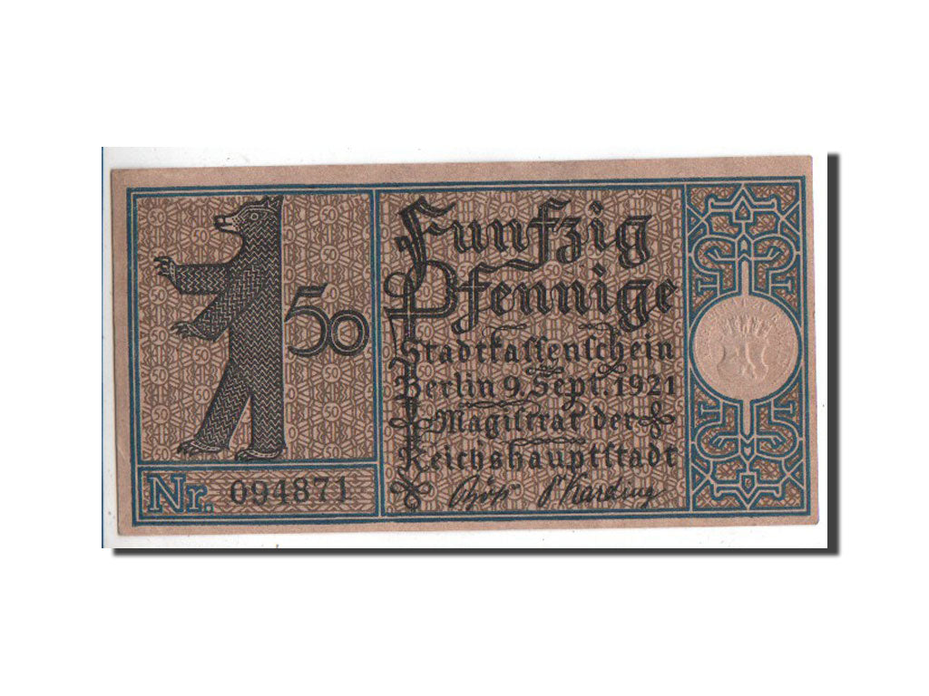 Banknote, Germany, Berlin Stadt, 50 Pfennig, 1921, UNC(63), Mehl:92.1