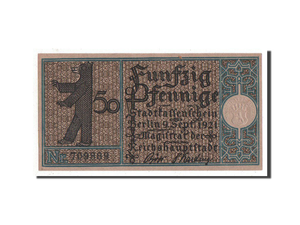 Banknote, Germany, Berlin Stadt, 50 Pfennig, 1921, UNC(63), Mehl:92.1