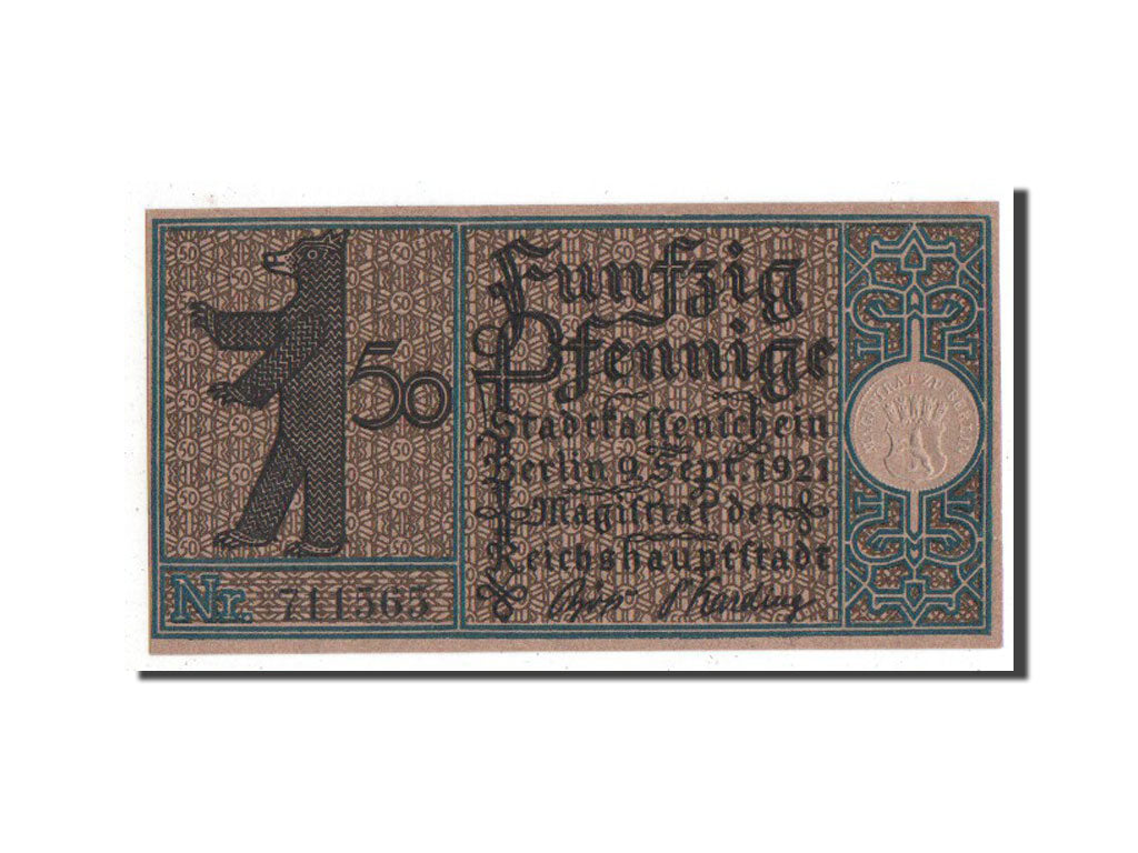 Banknote, Germany, Berlin Stadt, 50 Pfennig, 1921, UNC(63), Mehl:92.1