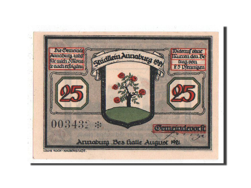 Banknote, Germany, Annaburg Stadt, 25 Pfennig, 1921, UNC(63), Mehl:34.1