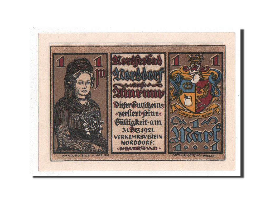 Germany, Norddorf auf Amrum Verkehrsverein, 1 Mark, UNC(65-70), Mehl #981.1