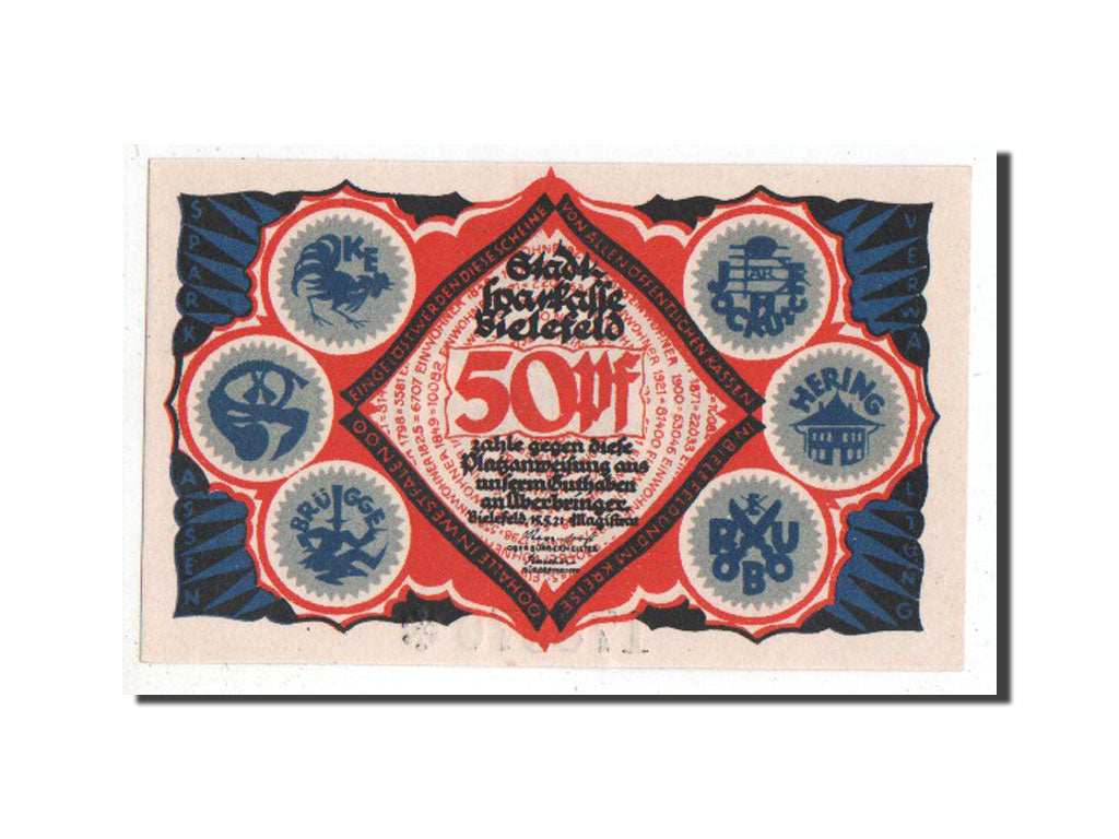 Banknote, Germany, Bielefeld, 50 Pfennig, 1921, UNC(65-70), Mehl:103.5a