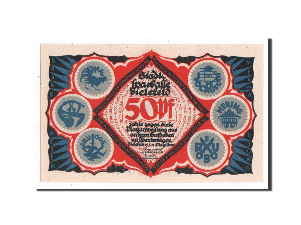 Banknote, Germany, Bielefeld, 50 Pfennig, 1921, UNC(65-70), Mehl:103.5a