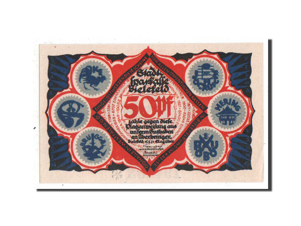 Banknote, Germany, Bielefeld, 50 Pfennig, 1921, UNC(65-70), Mehl:103.5a
