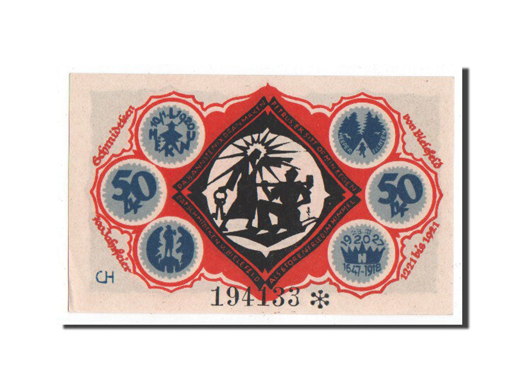 Banknote, Germany, Bielefeld, 50 Pfennig, 1921, UNC(65-70), Mehl:103.5a
