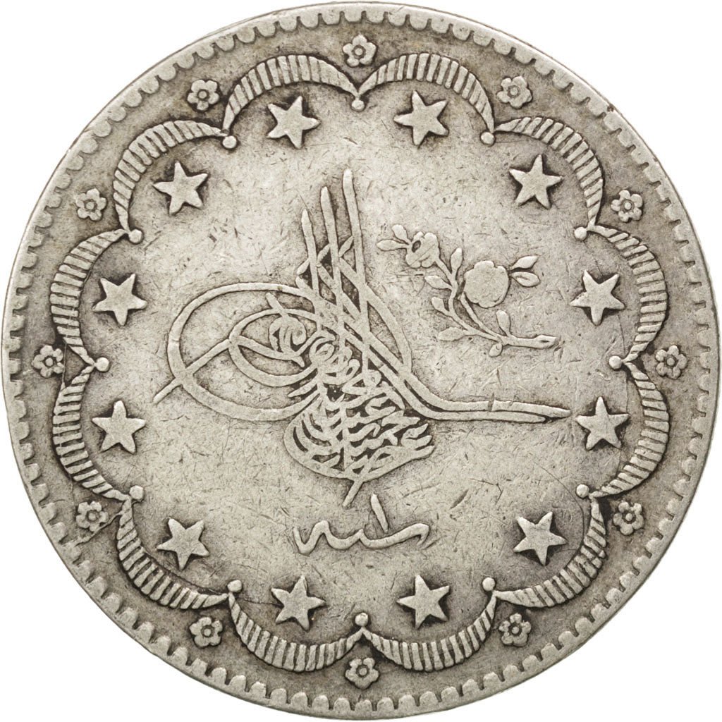 Turchia, Abdul Hamid II, 20 Kurush, 1876, Qustantiniyah, BB, Argento, KM:722