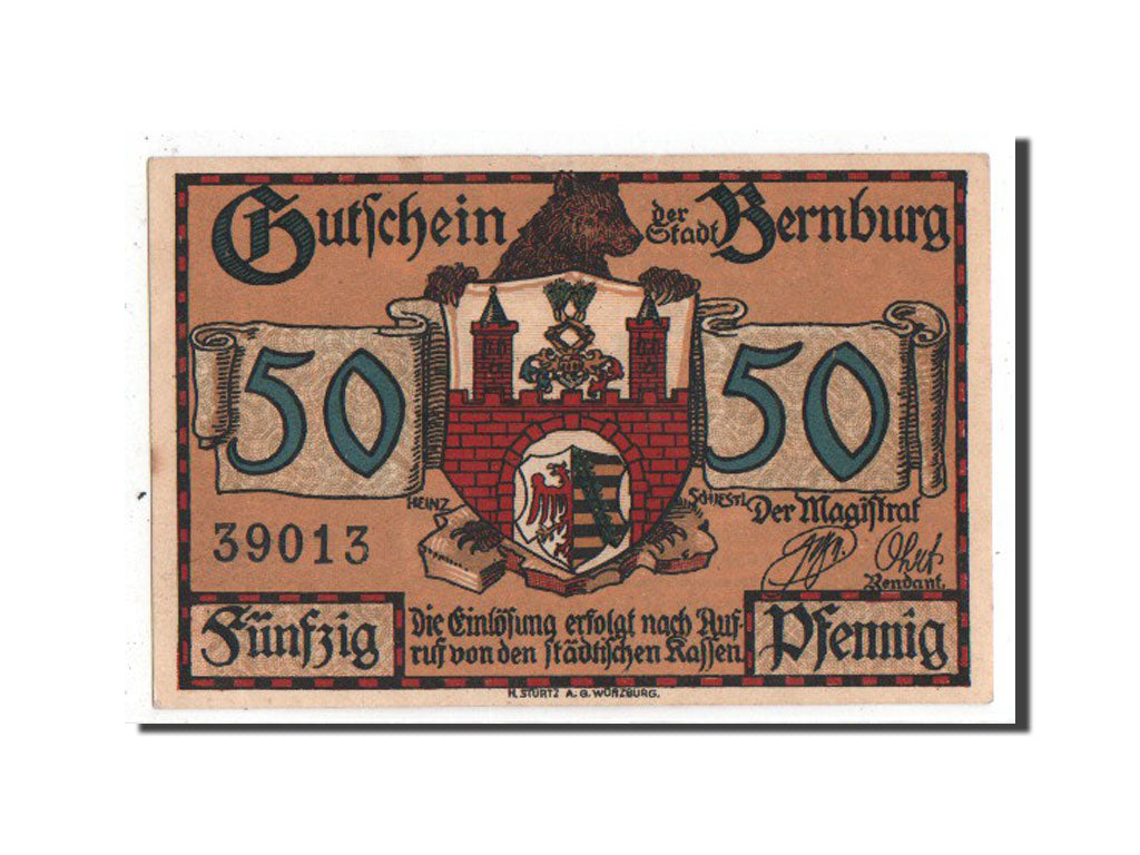 Germany, Bernburg Stadt, 50 Pfennig, 1921, UNC(63), 39013, Mehl #95.2a