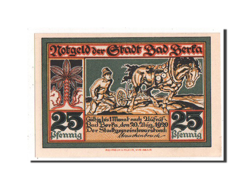 Notgeld, Sachsen-Weimar-Eisenach, Berka, 25 Pfennig 1920, Mehl 79.1a