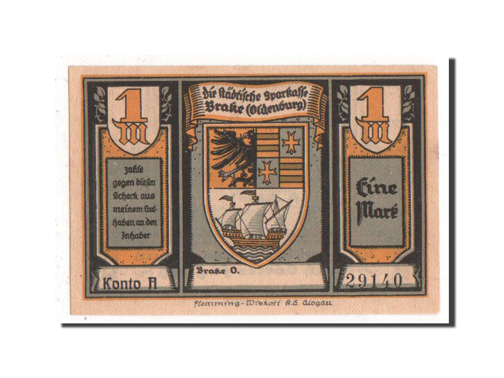 Germany, Oldenburg, 1 Mark, 1922, UNC(63), 29140, Mehl #149.1a