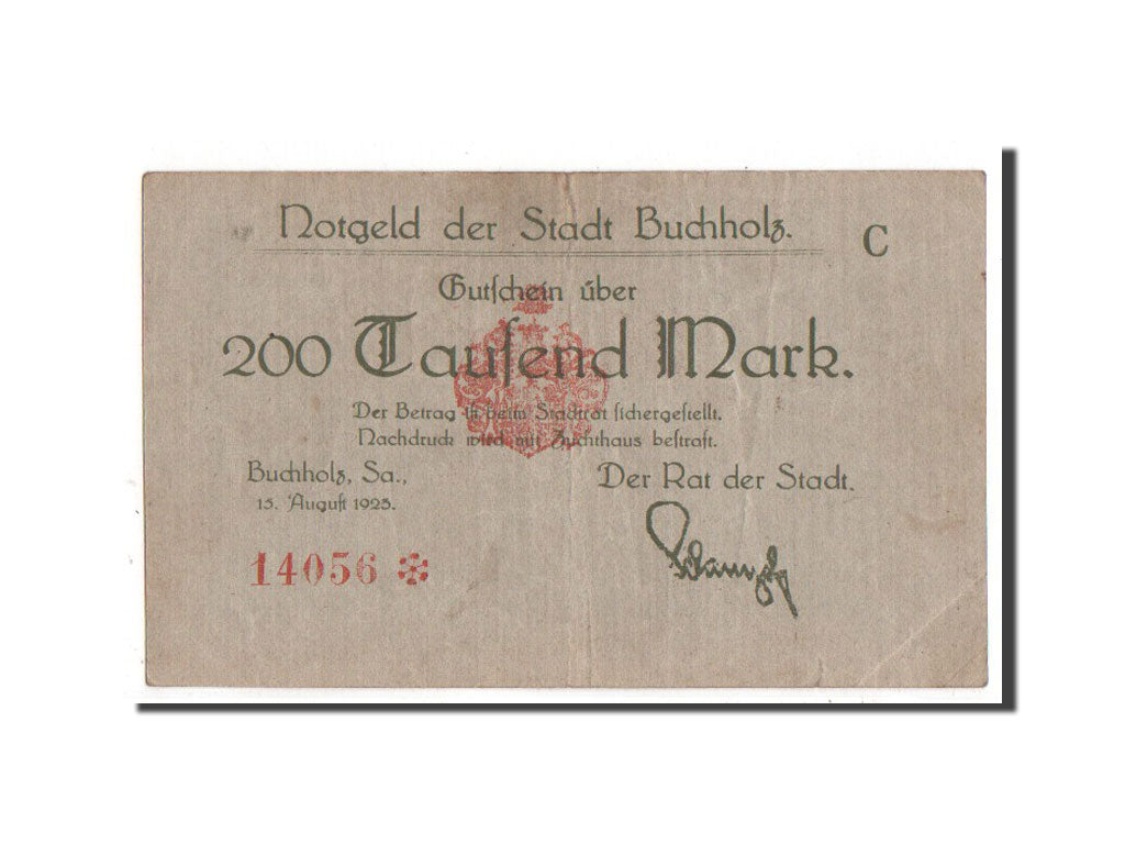 Banknote, Germany, Buchholz, 200 000 Mark, 1923, EF(40-45)