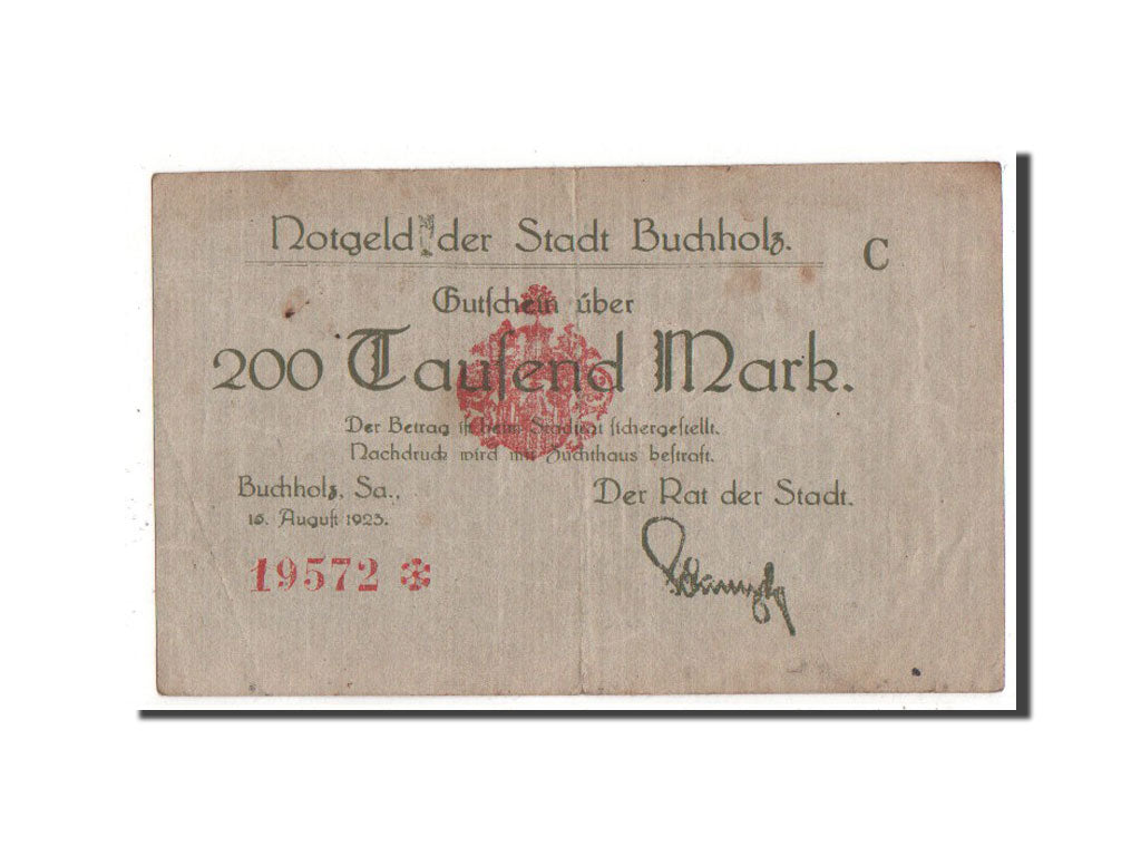 Banknote, Germany, Buchholz, 200 000 Mark, 1923, EF(40-45)