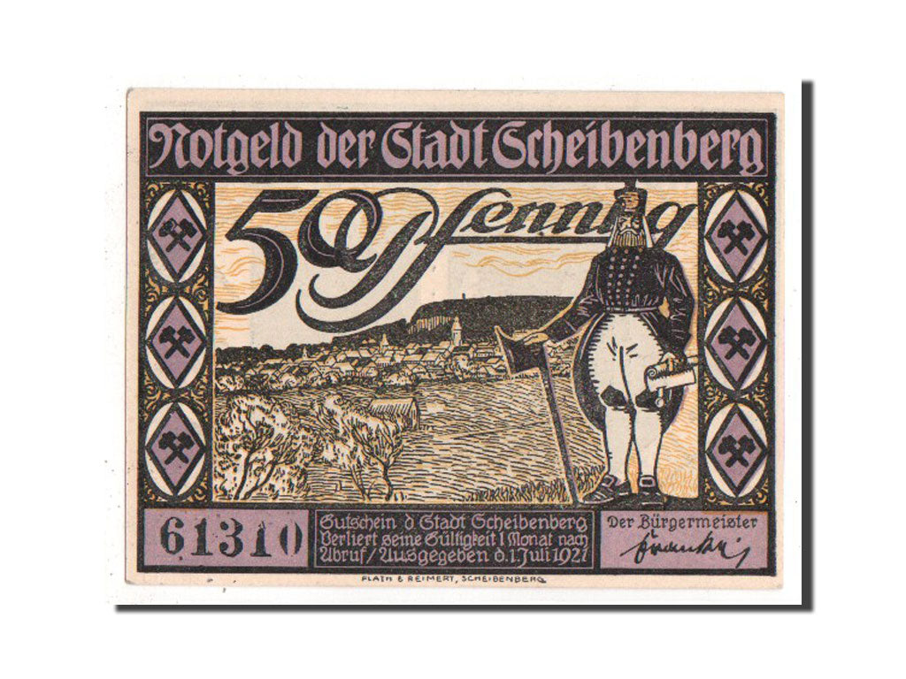 Banknote, Germany, Scheibenberg Stadt, 50 Pfennig, 1921, UNC(63), Mehl:1175.1a