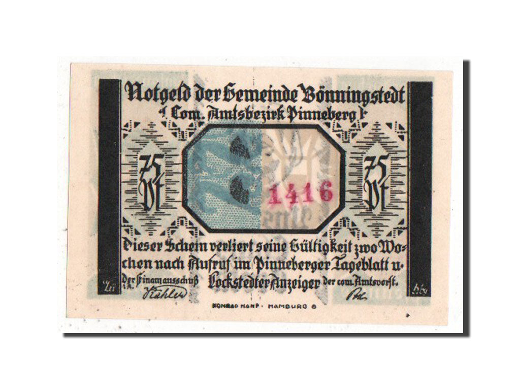 Banknote, Germany, Schleswig-Holstein, 75 Pfennig, 1921, UNC(63), Mehl:133.1a
