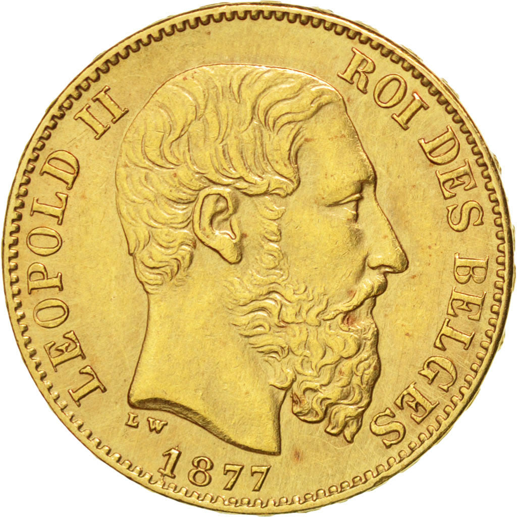 Belgique, Léopold II, 20 Francs, 1877, KM 37