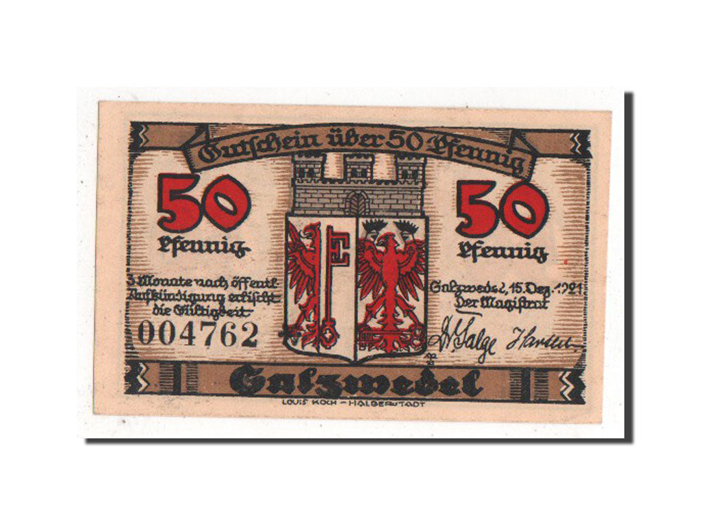 Banknote, Germany, Salzwedel, 50 Pfennig, 1921, UNC(63), Mehl:1162.2a