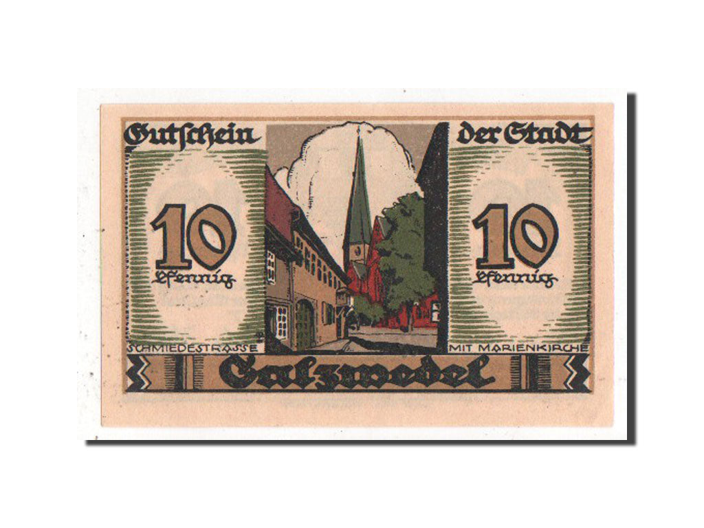 Banknote, Germany, Salzwedel, 10 Pfennig, 1921, UNC(63), Mehl:1162.2a