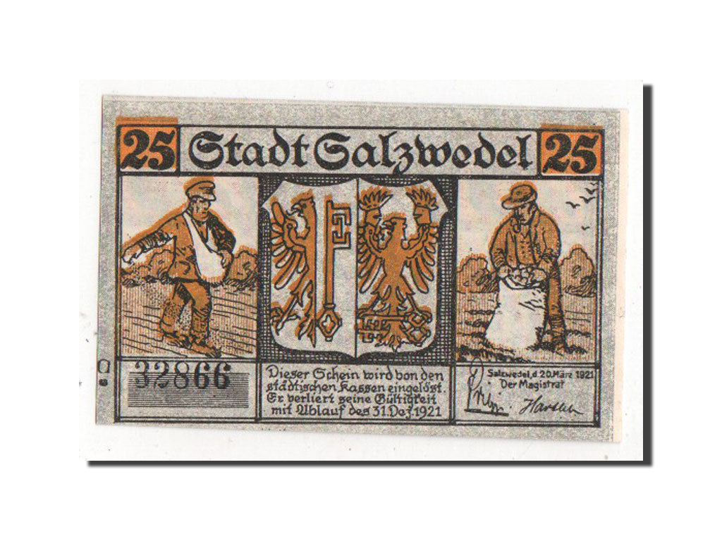 Germany, Salzwedel, 25 Pfennig, 1921, UNC(63), 32866, Mehl #1162.1a