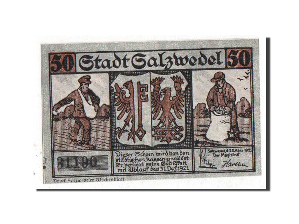 Germany, Salzwedel, 50 Pfennig, 1921, UNC(63), 31190, Mehl #1162.1a