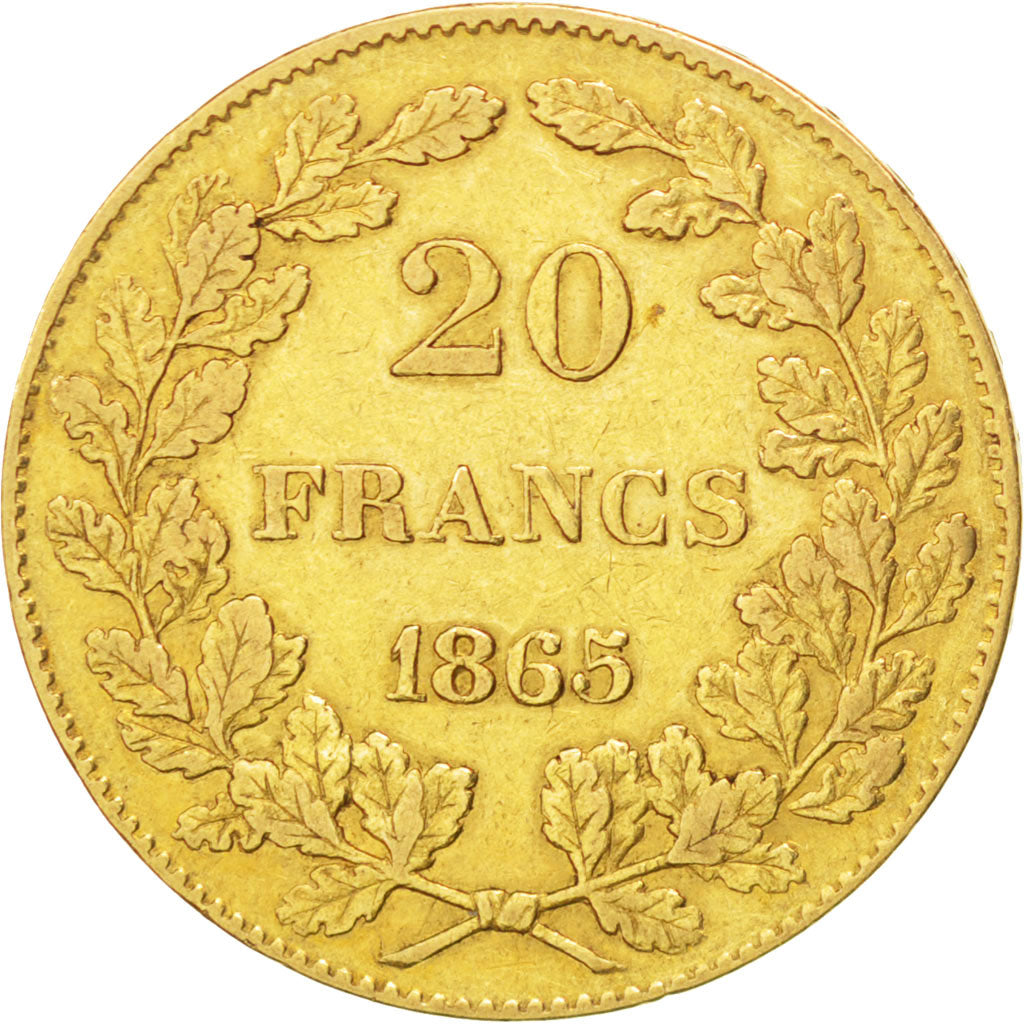 Belgique, Léopold I, 20 Francs Or, 1865, KM 23