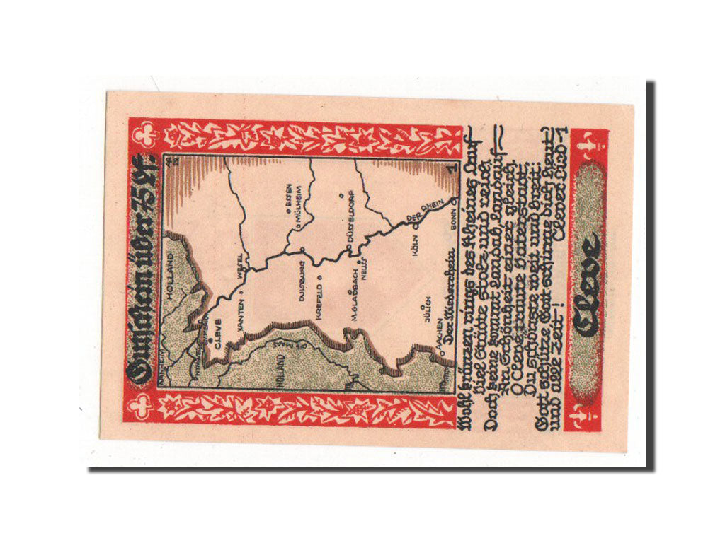 Banconote, Germania, Cleve Stadt, 75 Pfennig, 1921, SPL-, Mehl:231.2