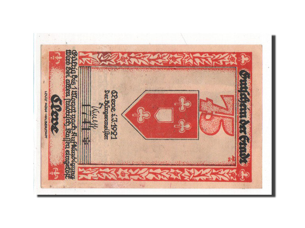 Banknote, Germany, Cleve Stadt, 75 Pfennig, 1921, AU(55-58), Mehl:231.2