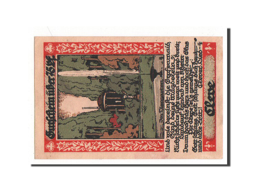 Banknote, Germany, Cleve Stadt, 75 Pfennig, 1921, AU(55-58), Mehl:231.2