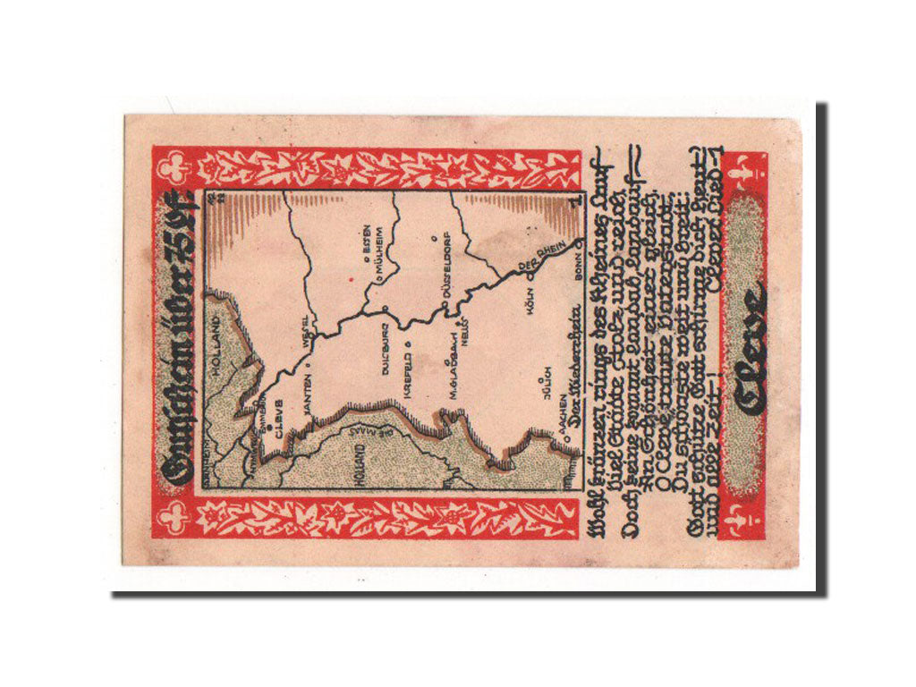 Banconote, Germania, Cleve Stadt, 75 Pfennig, 1921, SPL-, Mehl:231.2
