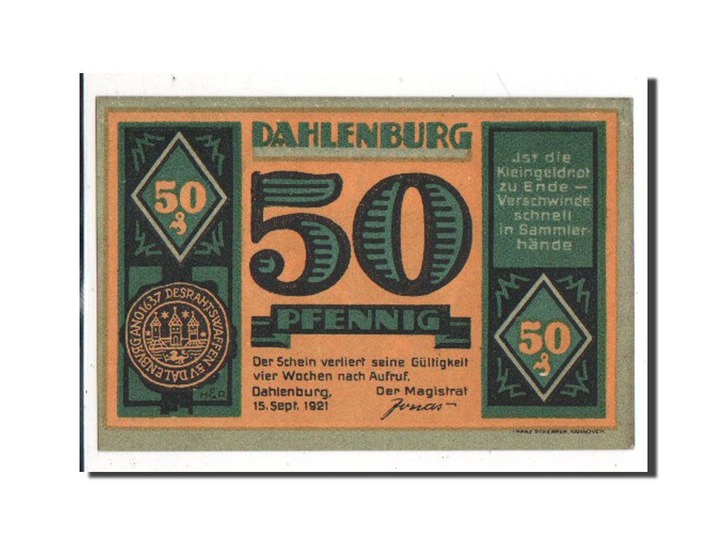 Germany, Dahlenburg, 50 Pfennig, 1921, AU(55-58), Mehl #251.1
