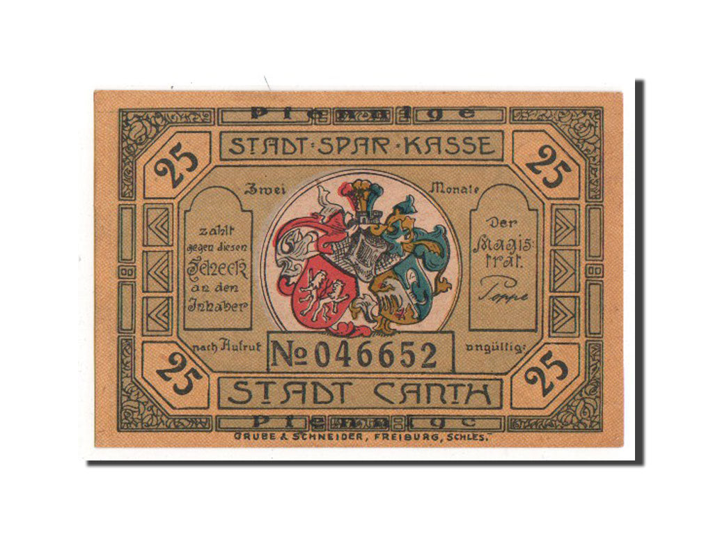 Germany, Canth Stadt, 25 Pfennig, AU(55-58), 046652, Mehl #220.2