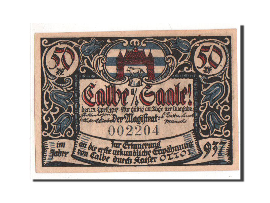 Banknote, Germany, Calbe a.d. Saale Stadt, 50 Pfennig, 1917, AU(55-58)