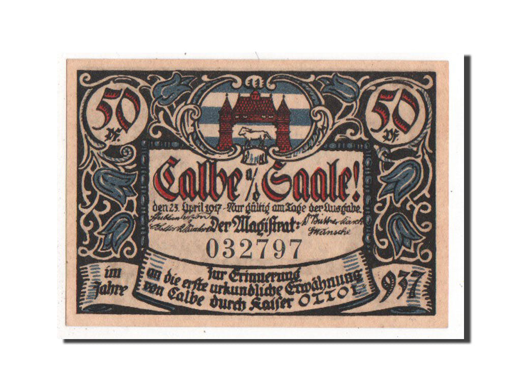 Germany, Calbe a.d. Saale Stadt, 50 Pfennig, 1917, UNC(60-62), 032797, Mehl...