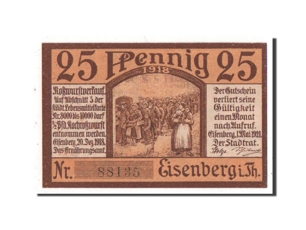 Banknote, Germany, Eisenberg Stadt, 25 Pfennig, 1921, AU(55-58), Mehl:322.5a