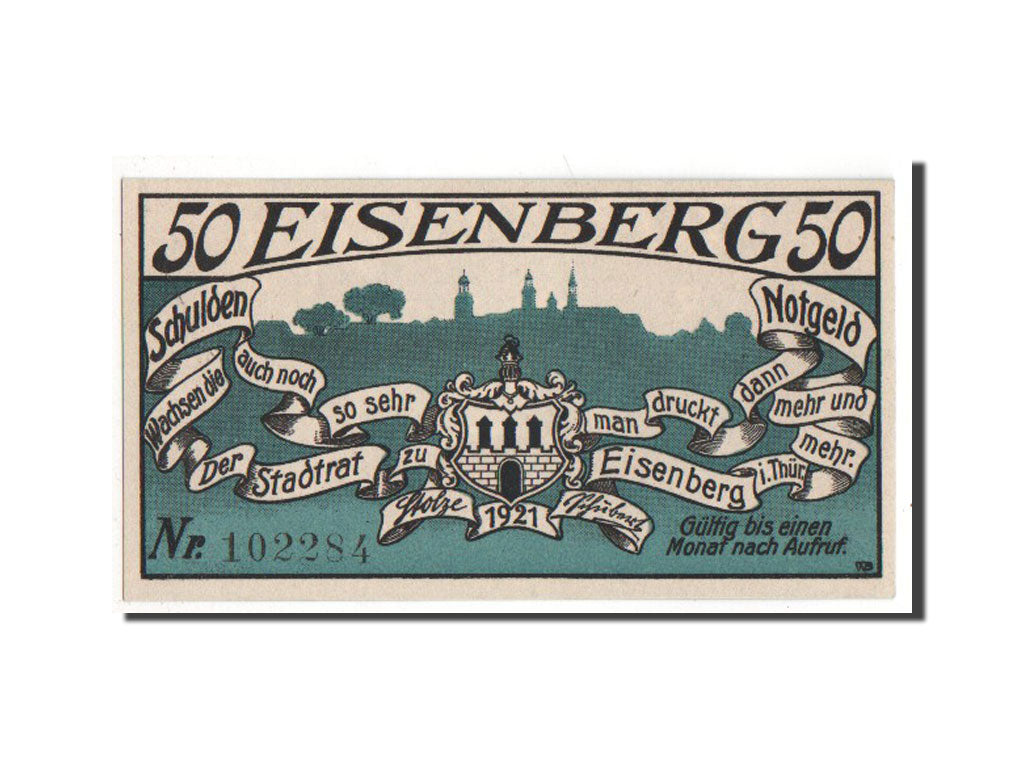 Germany, Eisenberg Stadt, 50 Pfennig, 1921, AU(55-58), 102284, Mehl #322.4