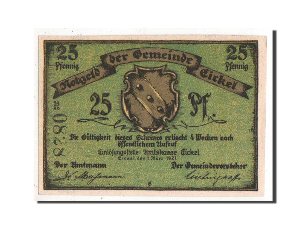 Notgeld, Westfalen, Eickel, 25 pfennig 1921, 8780, Mehl 314.1a