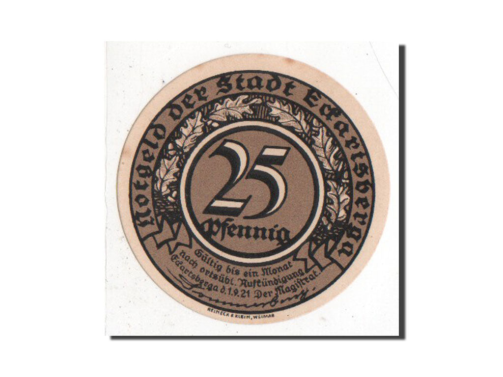 Banknote, Germany, Eckartsberga Thur. Stadt, 25 Pfennig, 1921, AU(55-58)