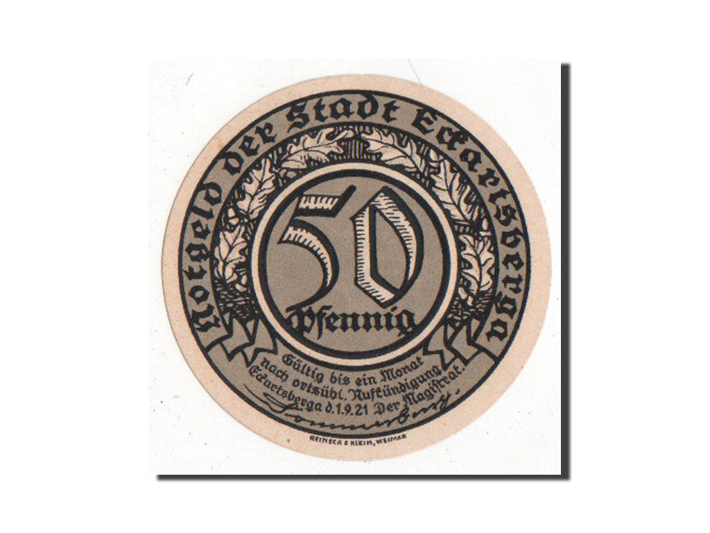 Banknote, Germany, Eckartsberga Thur. Stadt, 50 Pfennig, 1921, AU(55-58)