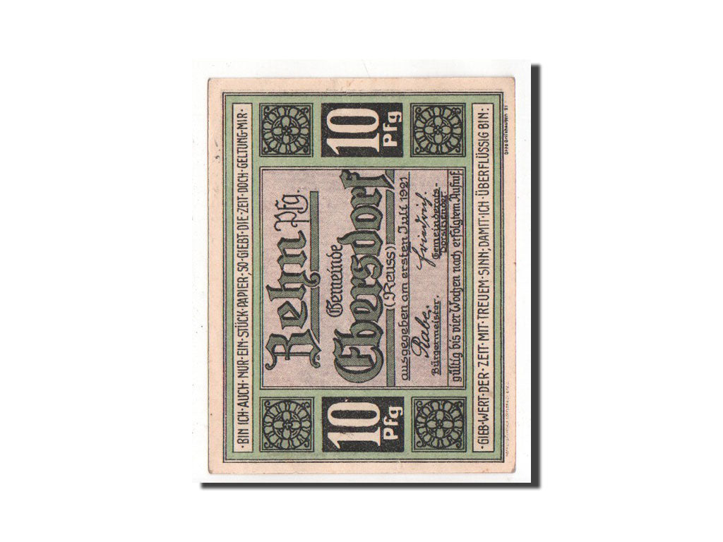 Germany, Reuß jüngere Linie, 10 Pfennig, 1921, AU(55-58), Mehl #302.1