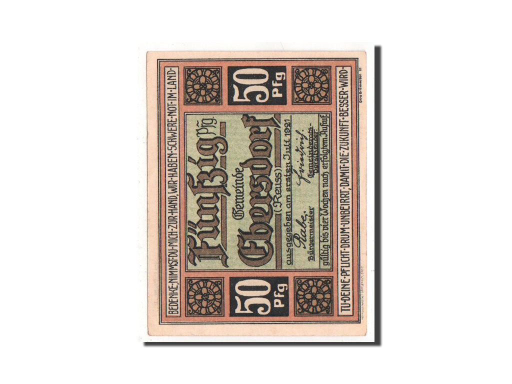 Germany, Reuß jüngere Linie, 50 Pfennig, 1921, AU(55-58), Mehl #302.1