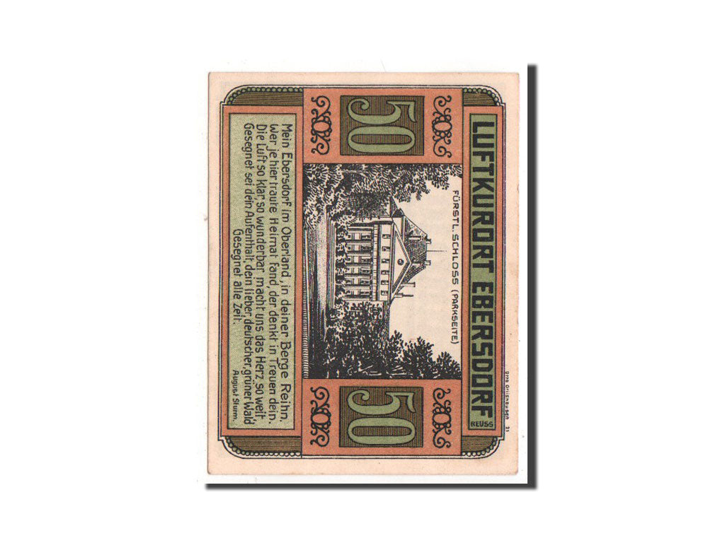 Germany, Reuß jüngere Linie, 50 Pfennig, 1921, AU(55-58), Mehl #302.1
