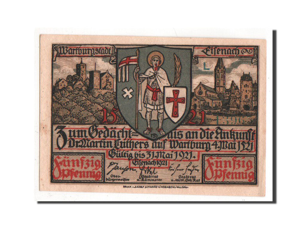 Billet, Allemagne, Eisenach Stadt, 50 Pfennig, 1921, SUP, Mehl:320.3