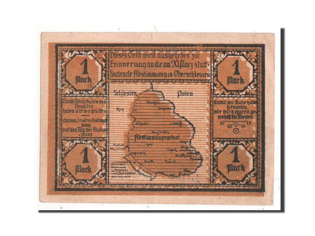 Germany, Polnisch Oberschlesien, 1 Mark, 1921, EF(40-45), 2393, Mehl #104.3b