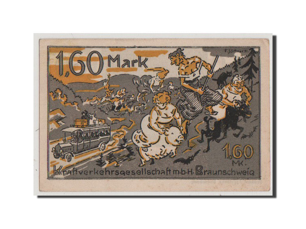 Germany, Braunschweig, 1.6 Mark, 1921, AU(55-58), Mehl #156.1