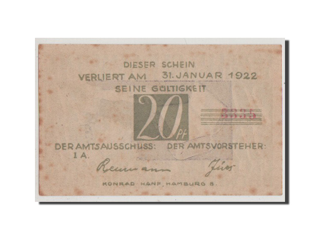 Banknote, Germany, Schleswig-Holstein, 20 Pfennig, 1922, AU(55-58), Mehl:152.2a