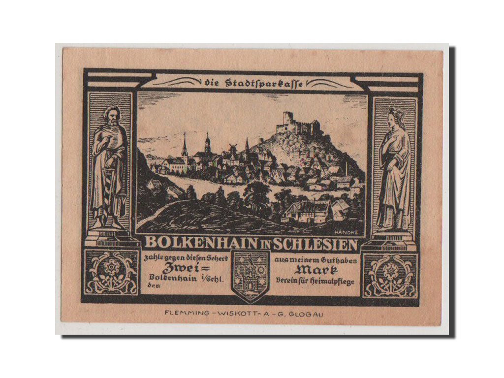 Banknote, Germany, Bolkenhain, 2 Mark, 1922, AU(55-58), Mehl:137.1